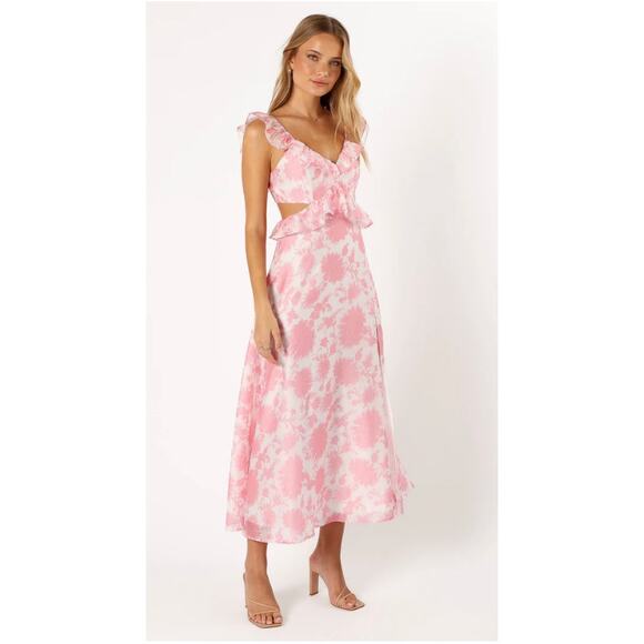 Petal & Pup Rori Pink Floral Ruffle Maxi Dress Size M - Picture 12 of 15